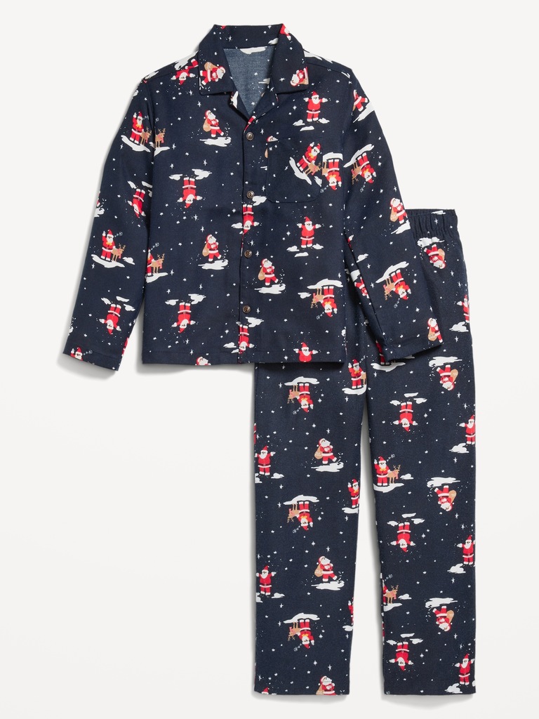 Gender-Neutral Printed Button-Front Pajama Set for Kids