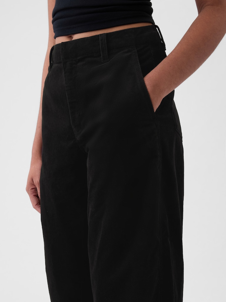 High Rise Corduroy Tapered Ankle Trousers