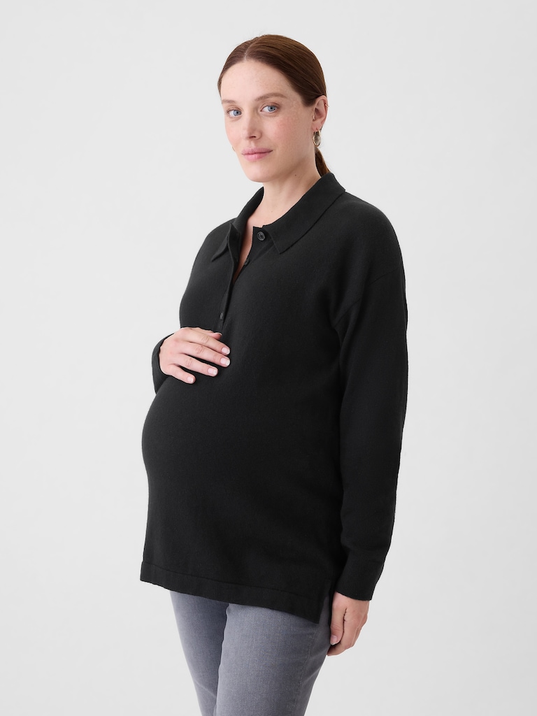 Maternity CashSoft Polo Sweater