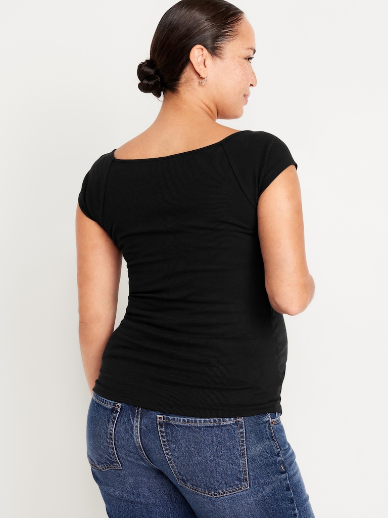Maternity Short-Sleeve Cinch-Front Top