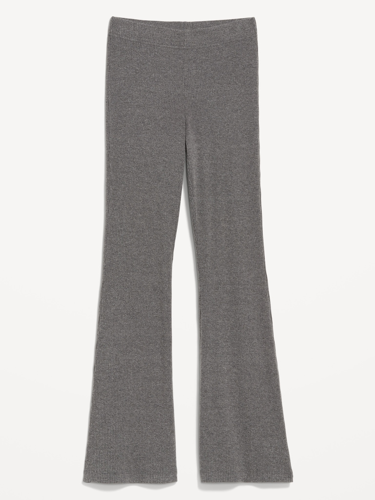 High-Waisted Ribbed Fashion Flare Leggings