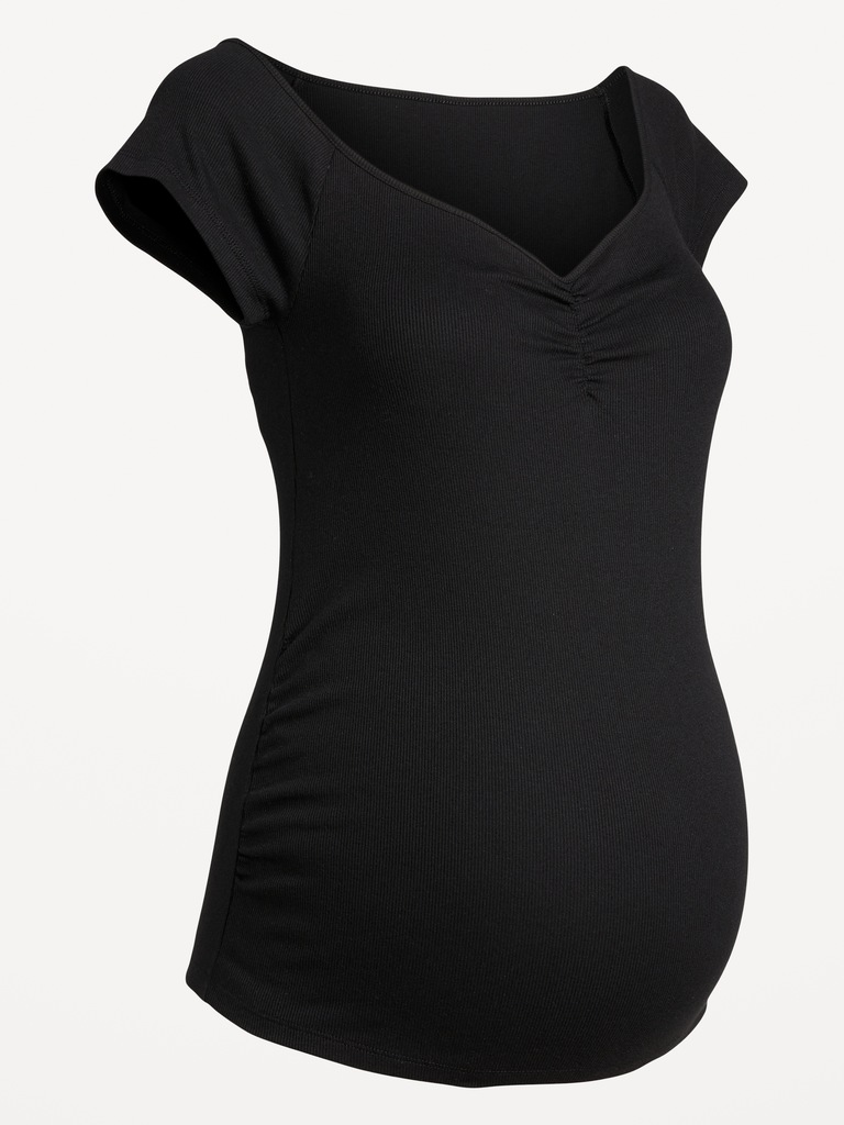 Maternity Short-Sleeve Cinch-Front Top