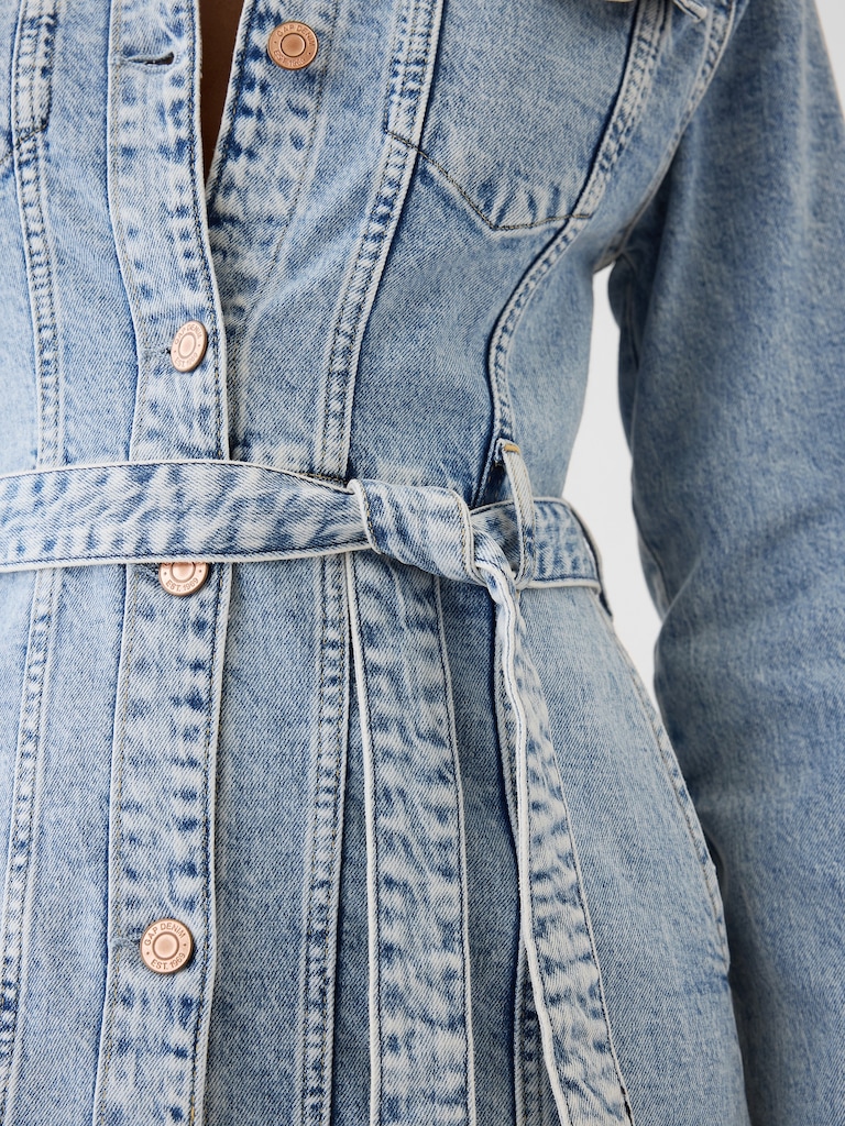 Belted Denim Midi Dress