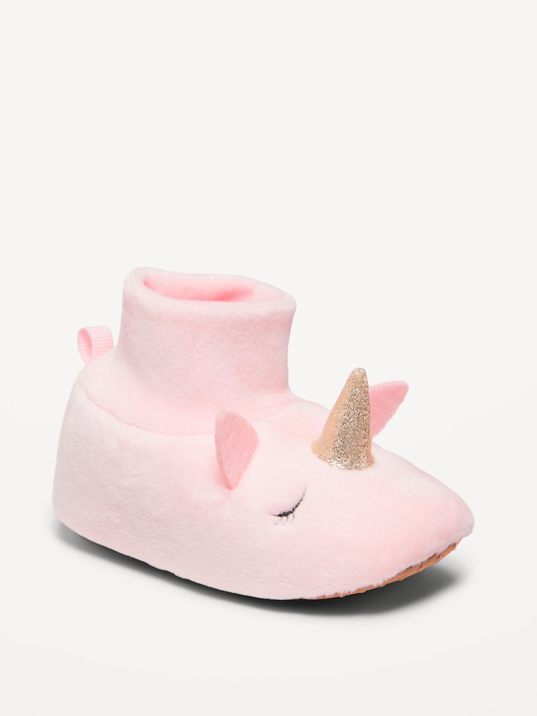 Faux-Fur Unicorn Slippers for Baby