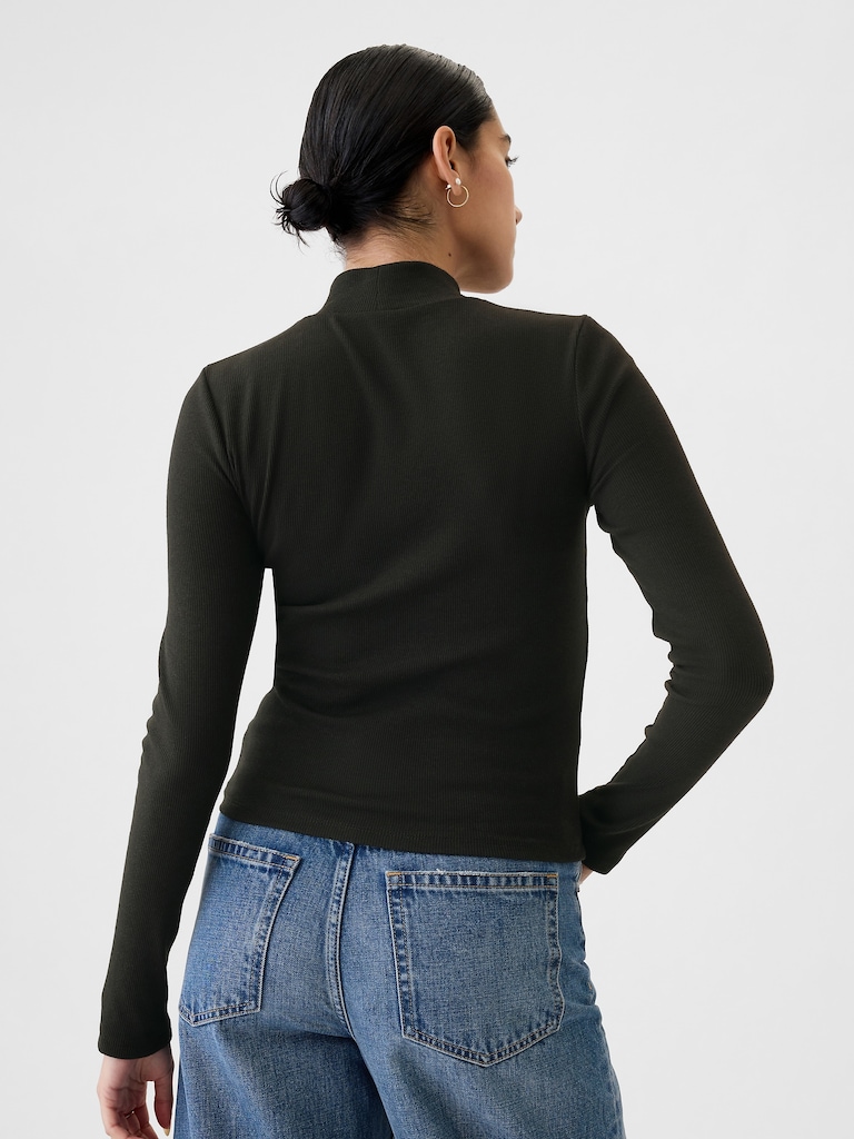 Modern Rib Mockneck Crop Shirt
