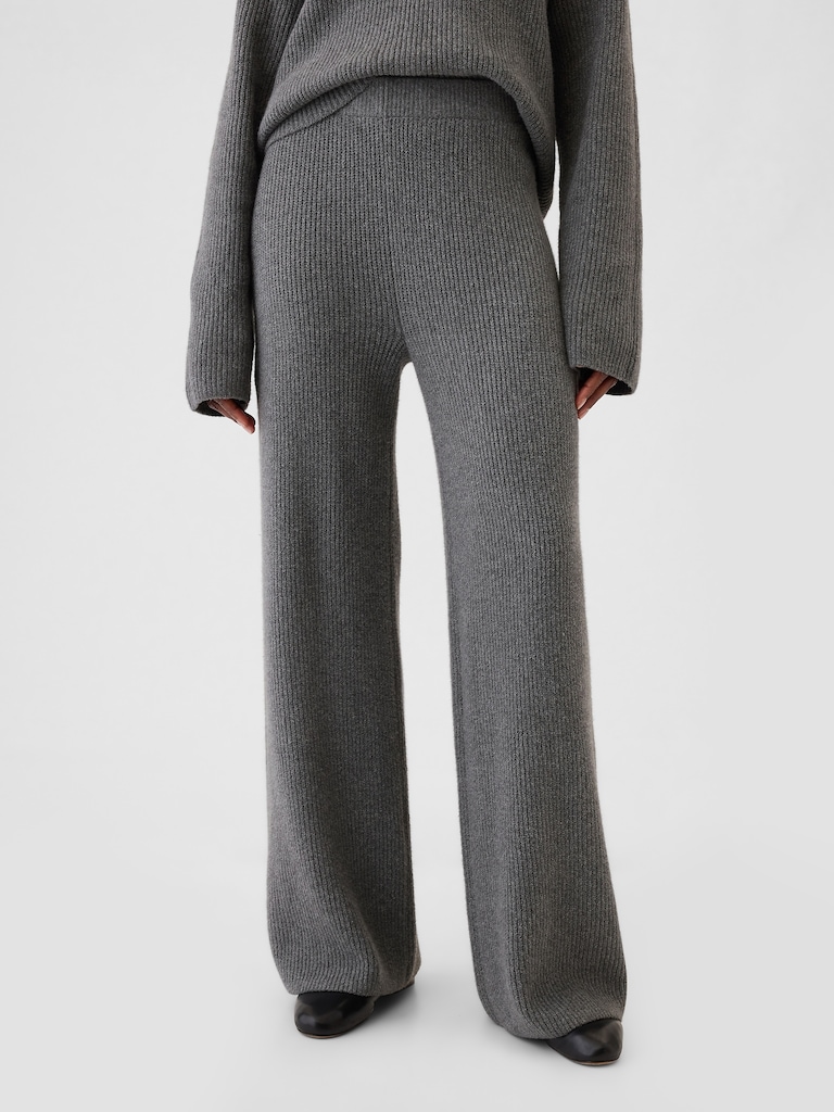 CashSoft Shaker-Stitch Sweater Pants