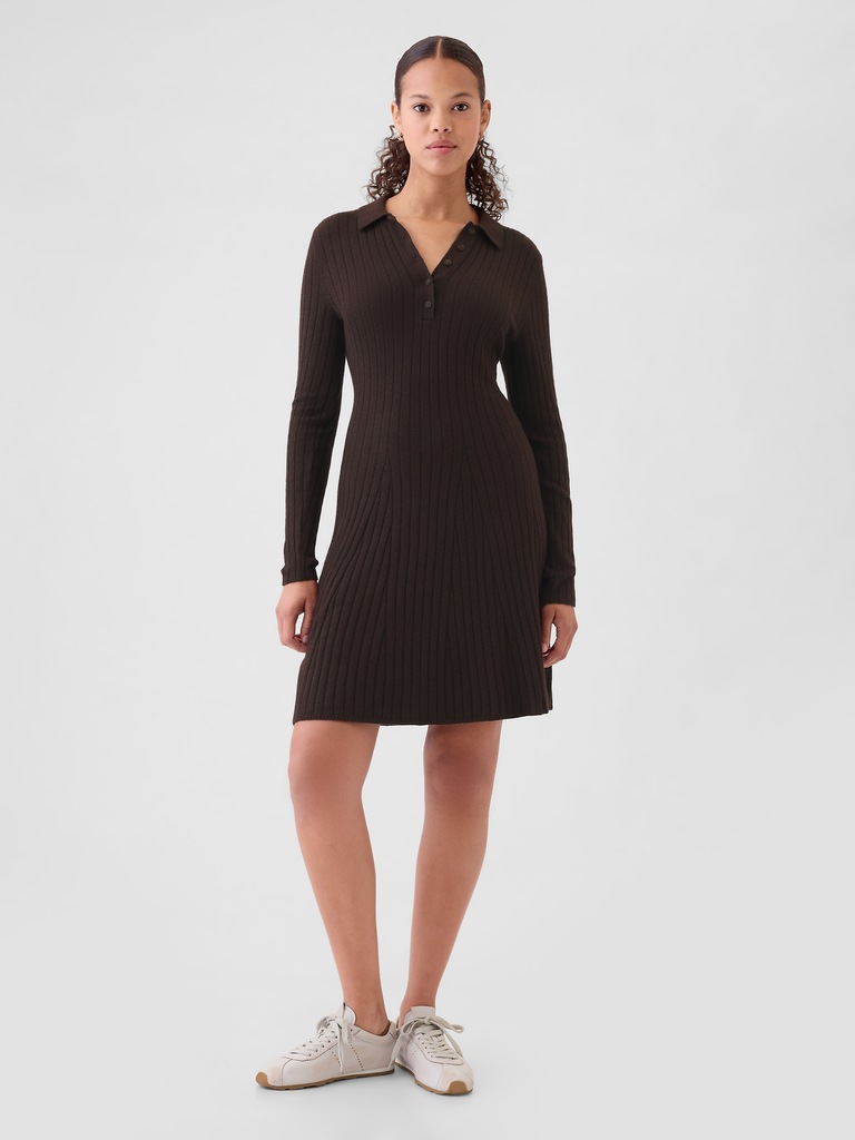 CashSoft Polo Sweater Mini Dress