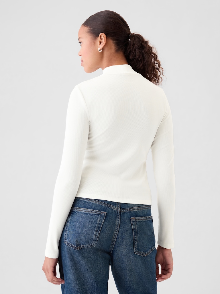 Modern Rib Mockneck Crop Shirt