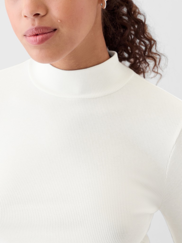 Modern Rib Mockneck Crop Shirt