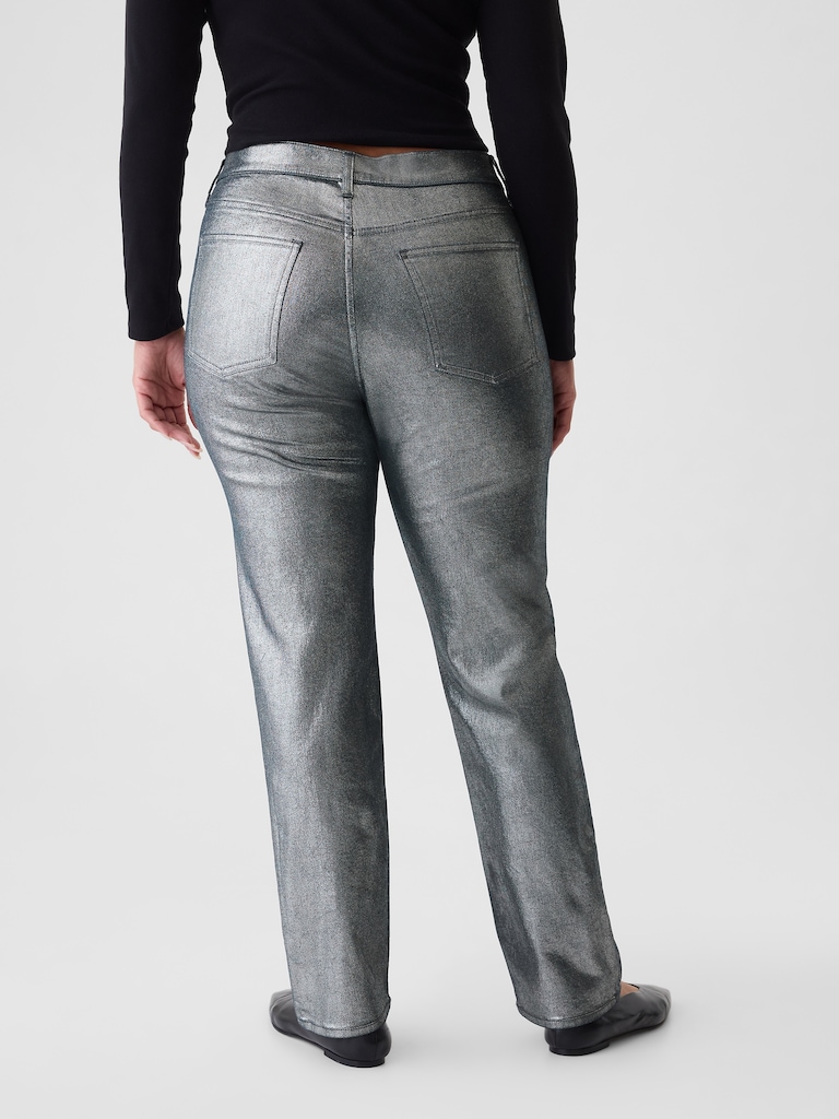 High Rise Metallic '90s Slim Straight Jeans