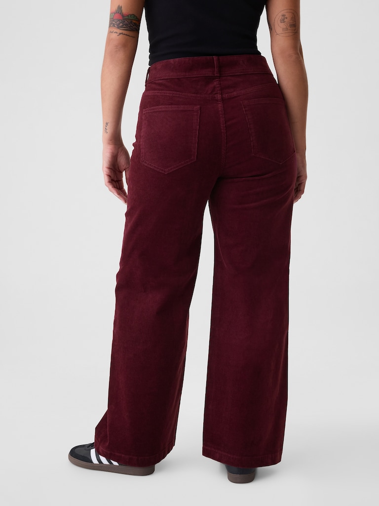 High Rise Corduroy Stride Wide-Leg Pants