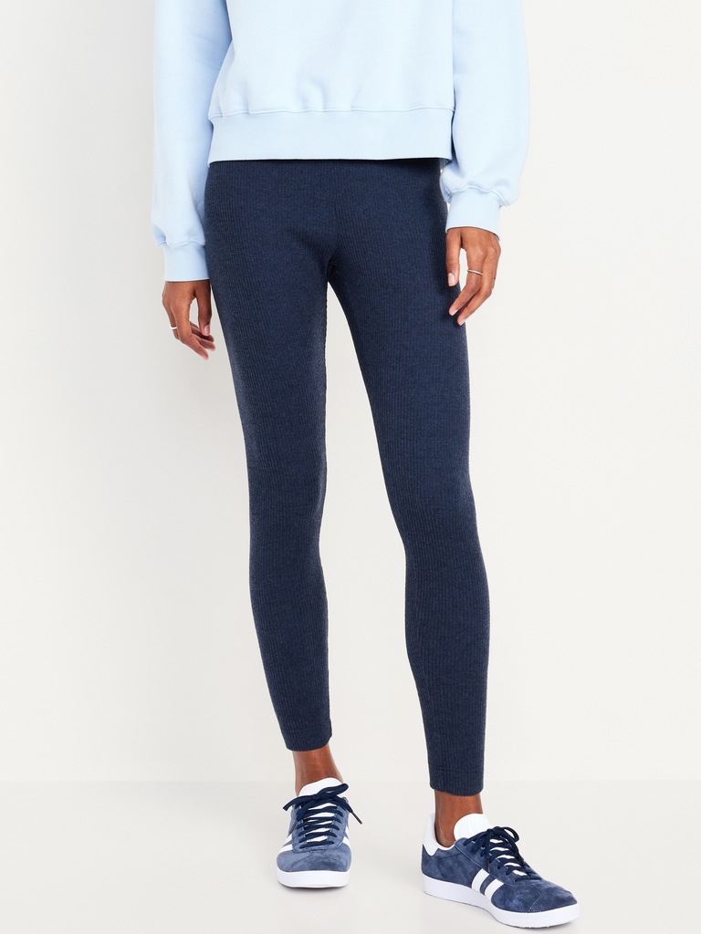 High-Waisted Ribbed Fashion Layering Leggingss