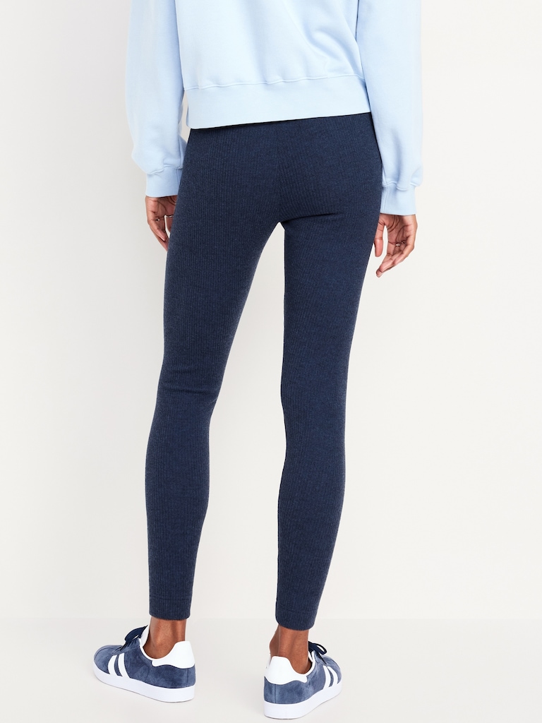 High-Waisted Ribbed Fashion Layering Leggingss