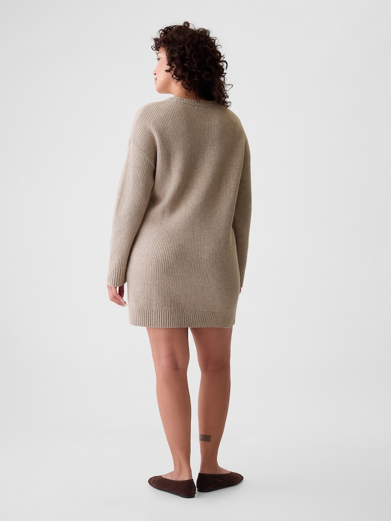 CashSoft Shaker-Stitch Mini Sweater Dress