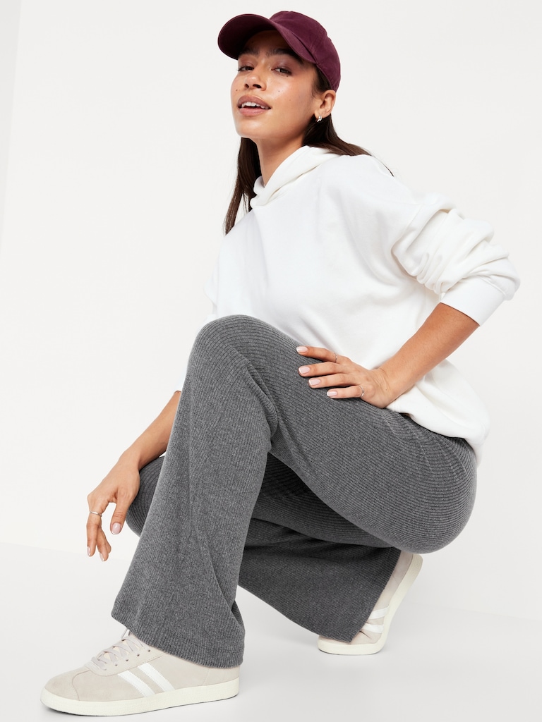 High-Waisted Ribbed Fashion Flare Leggings
