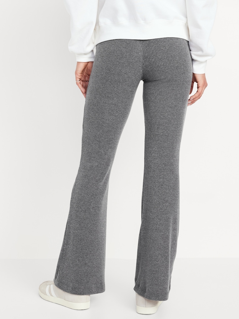 High-Waisted Ribbed Fashion Flare Leggings
