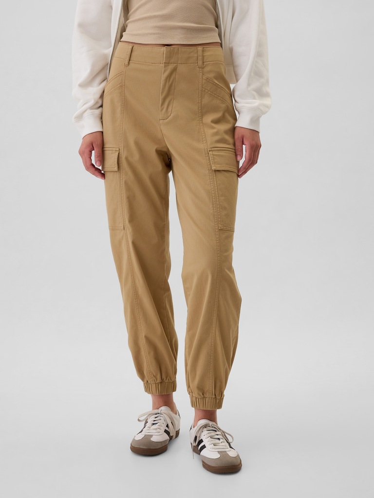 Mid Rise Downtown Khaki Cargo Joggers