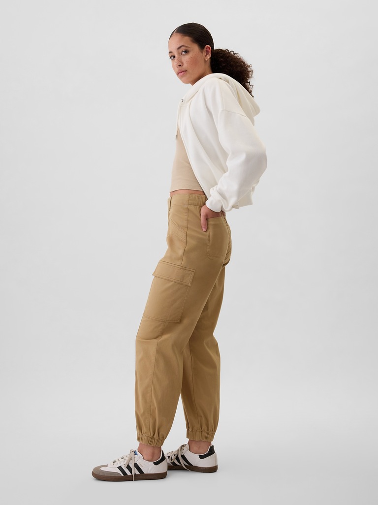 Mid Rise Downtown Khaki Cargo Joggers