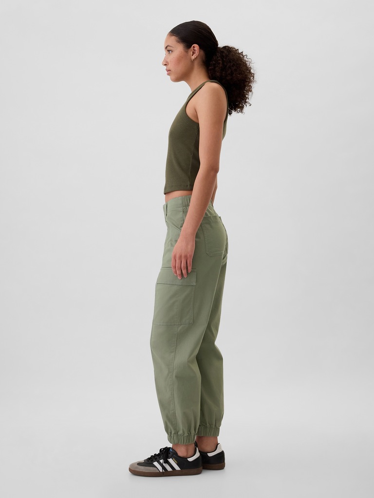 Mid Rise Downtown Khaki Cargo Joggers