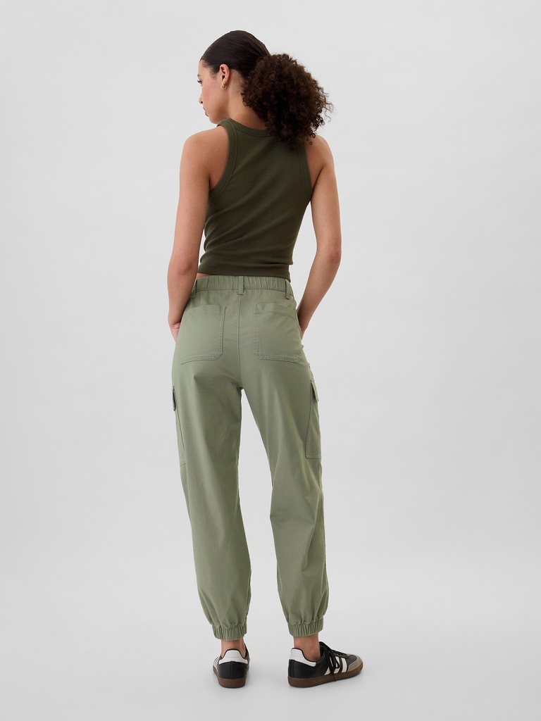 Mid Rise Downtown Khaki Cargo Joggers