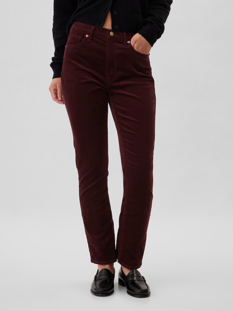High Rise Vintage Slim Corduroy Pants