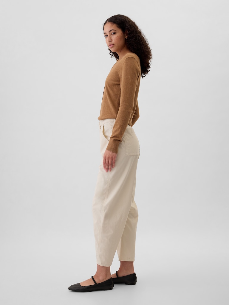 High Rise Barrel Khakis