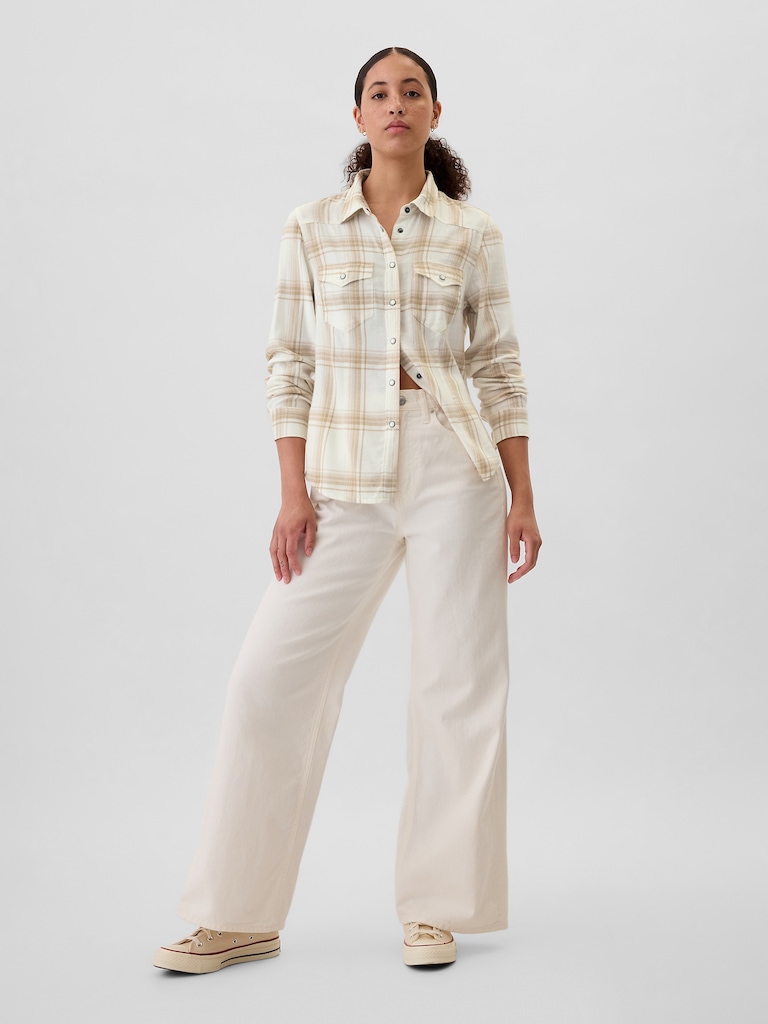 Plaid Flannel Western Shirt