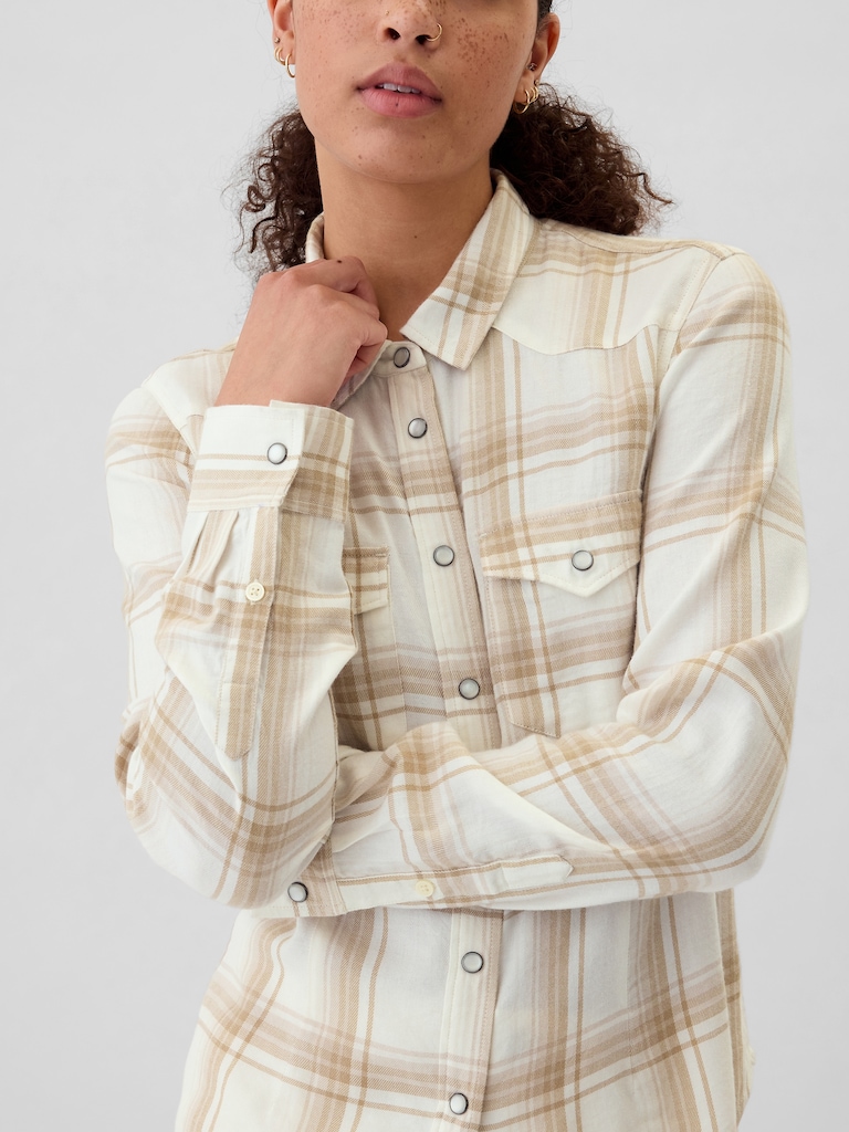 Plaid Flannel Western Shirt