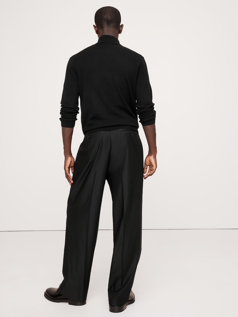 Signature Italian Hopsack Wide-Leg Pant