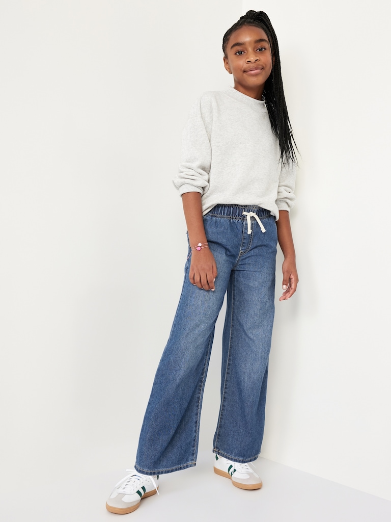 High-Waisted Baggy Wide-Leg Pull-On Jeans for Girls