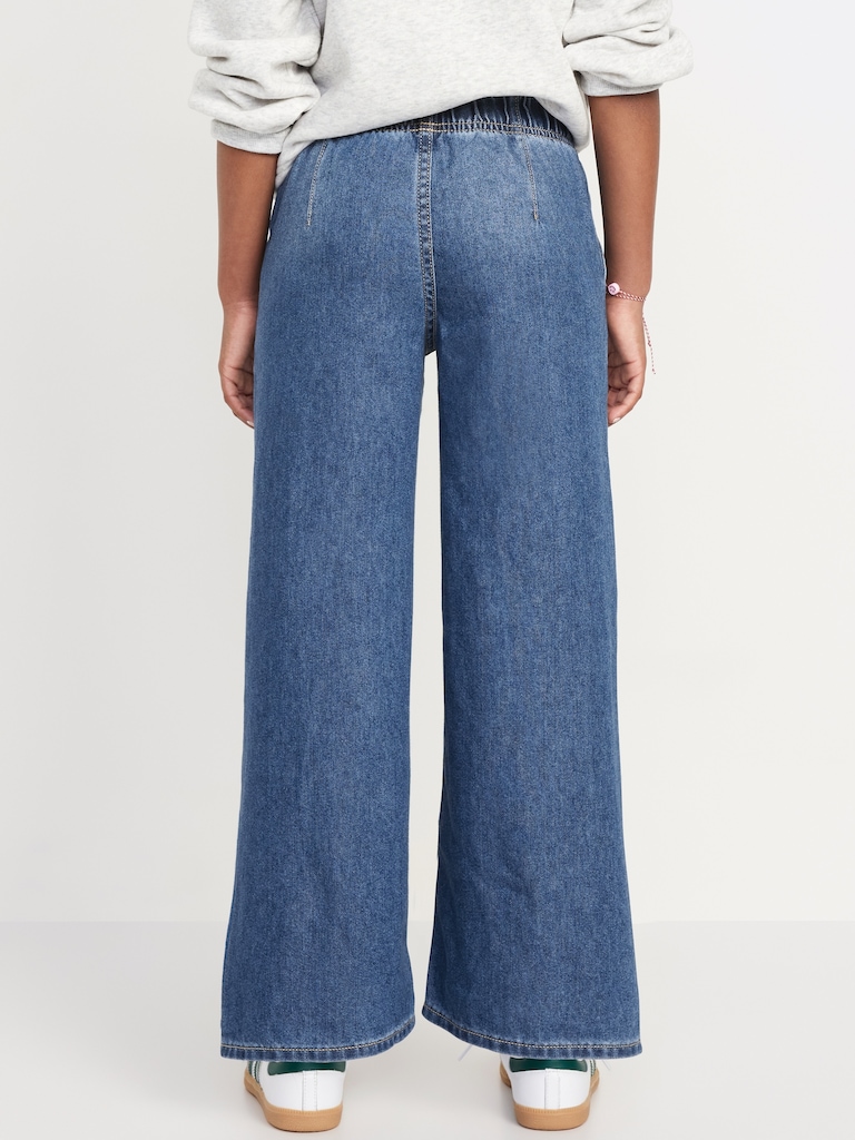 High-Waisted Baggy Wide-Leg Pull-On Jeans for Girls