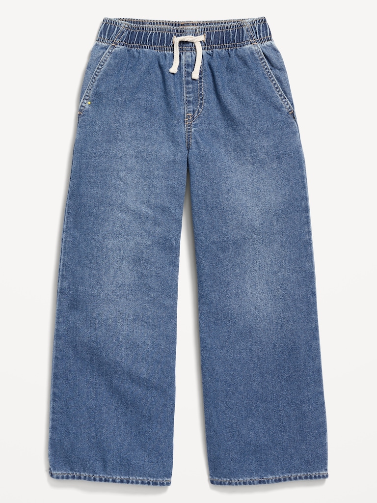 High-Waisted Baggy Wide-Leg Pull-On Jeans for Girls