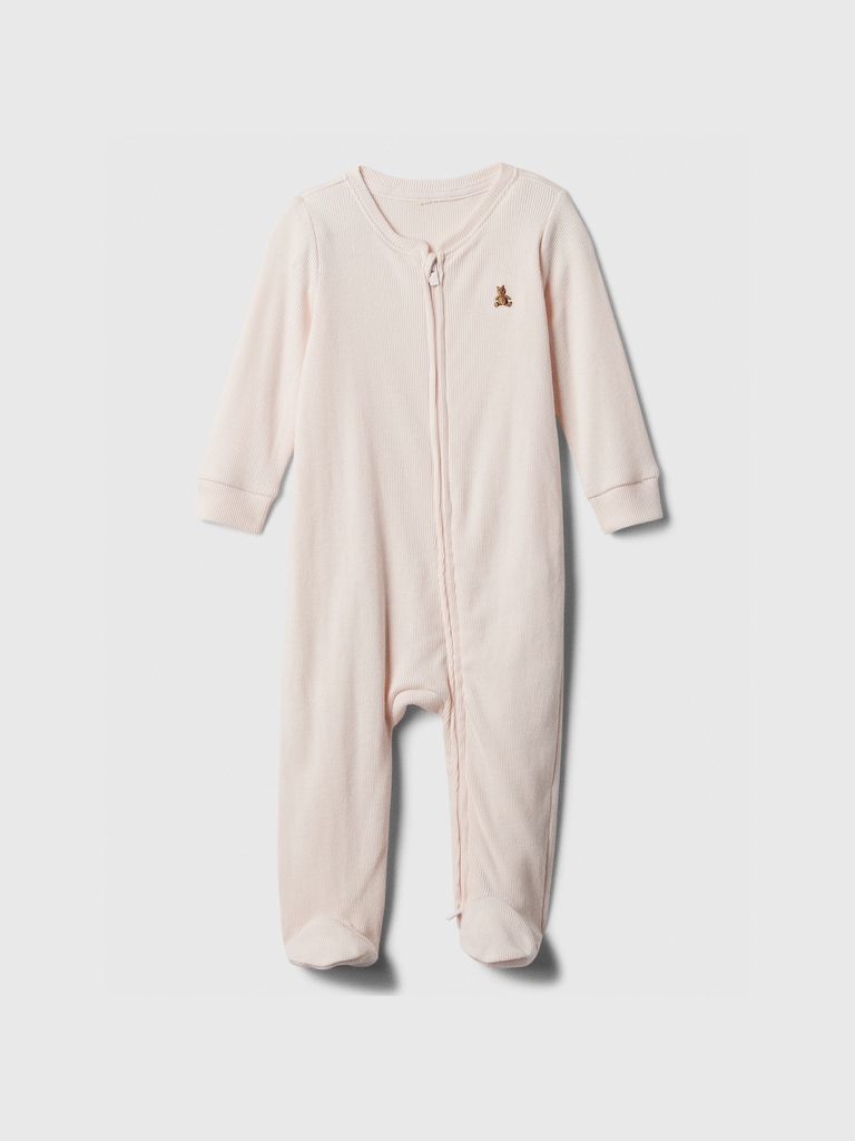 Baby Ribbed Two-Way Zip One-Piece