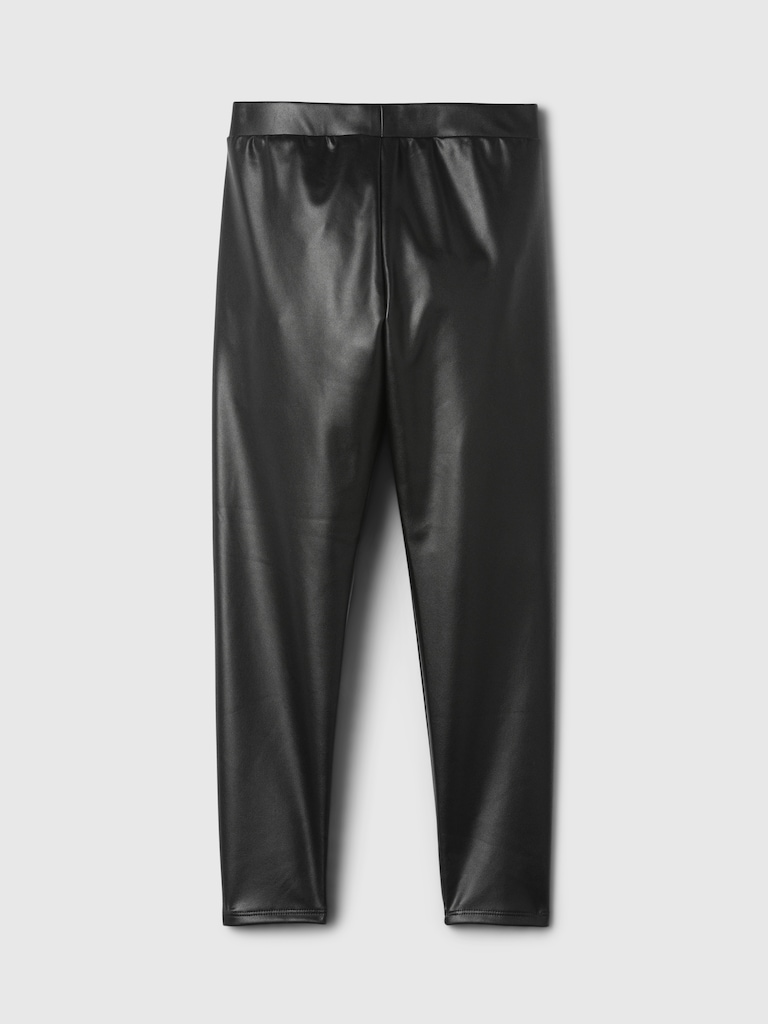 Kids Vegan-Leather Pull-On Leggings