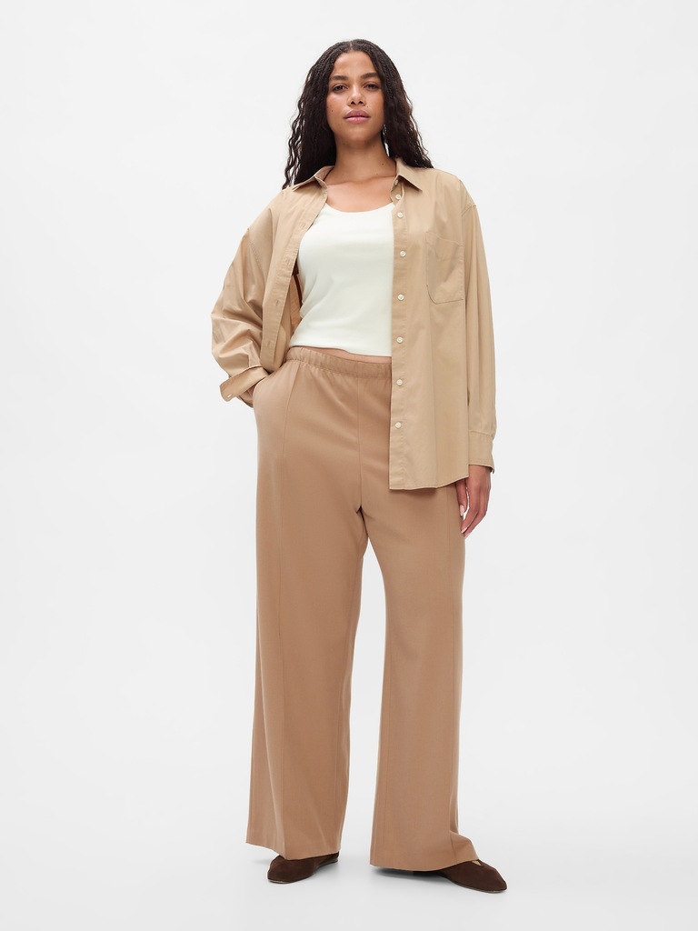 Wide-Leg Seamed Easy Pants