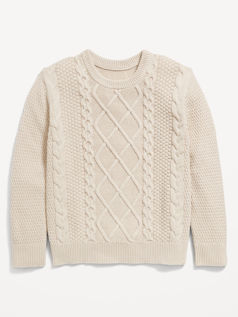 Crew-Neck Cable-Knit Sweater for Boys