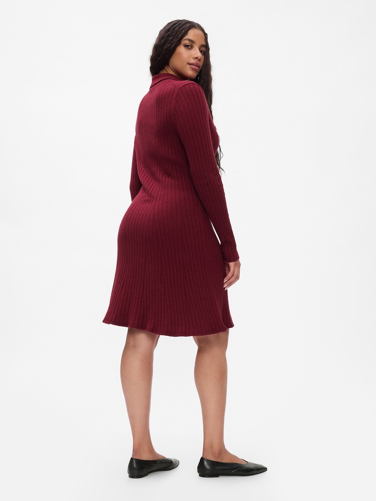 CashSoft Polo Sweater Mini Dress