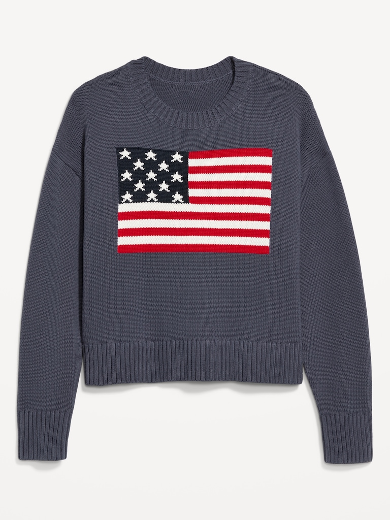 Crew-Neck Flag-Graphic Sweater