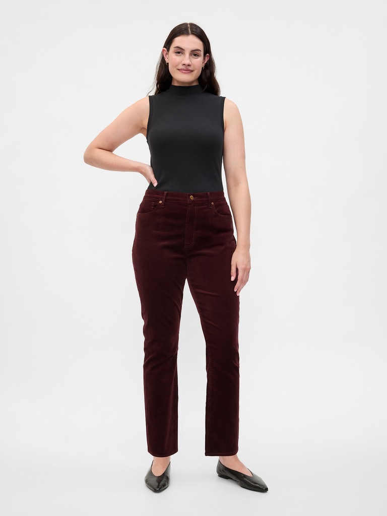 High Rise Vintage Slim Corduroy Pants