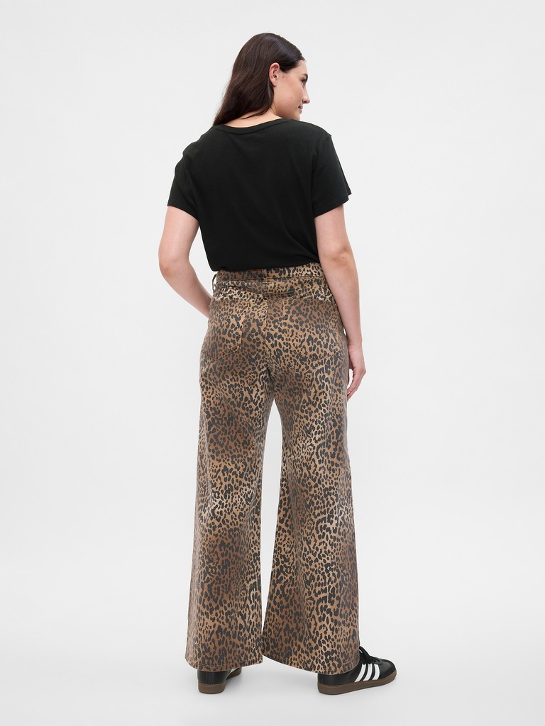 High Rise Wide-Leg Leopard Jeans