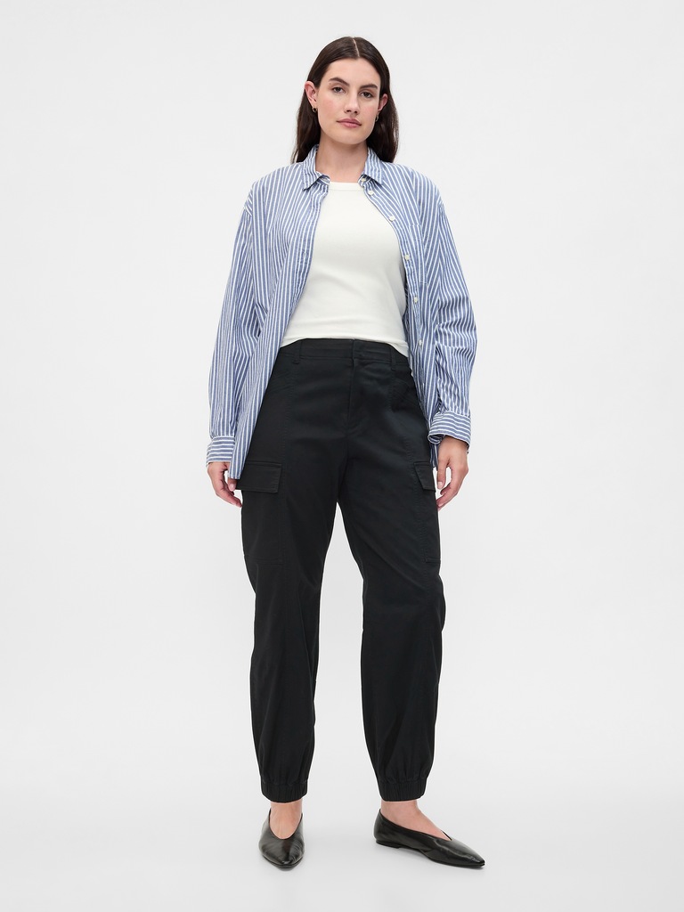 Mid Rise Downtown Khaki Cargo Joggers