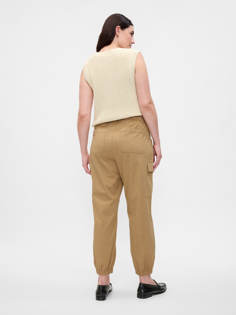 Mid Rise Downtown Khaki Cargo Joggers
