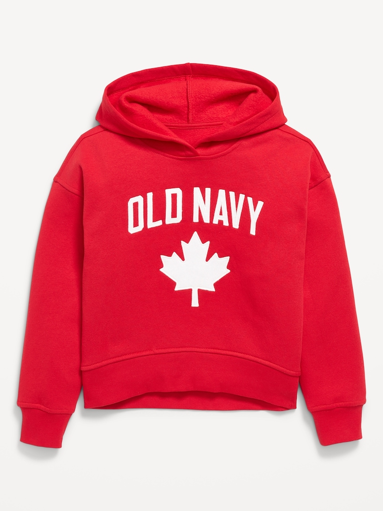 Vintage Oversized Canada Logo-Graphic Hoodie for Girls