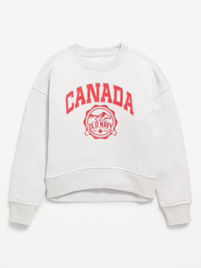 Vintage Oversized Canada Logo-Graphic Sweatshirt for Girls
