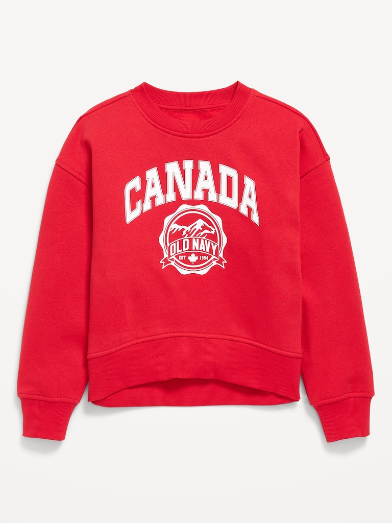 Vintage Oversized Canada Logo-Graphic Sweatshirt for Girls