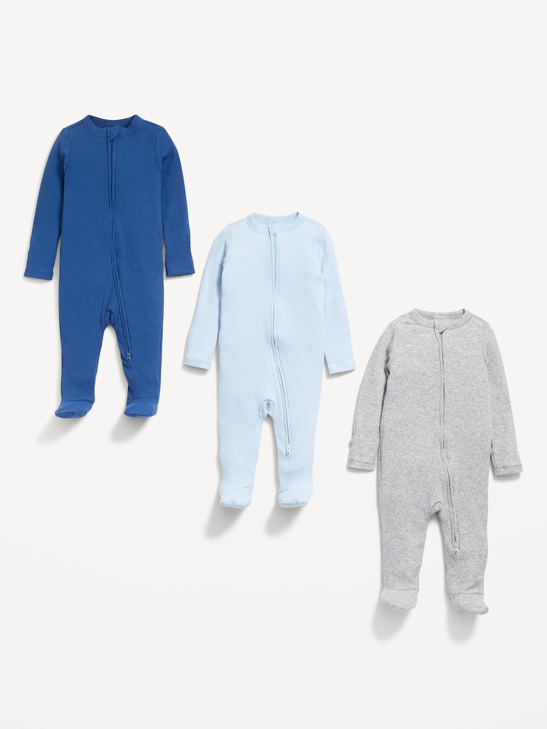 2-Way-Zip Sleep & Play Footed One-Piece 3-Pack for Baby