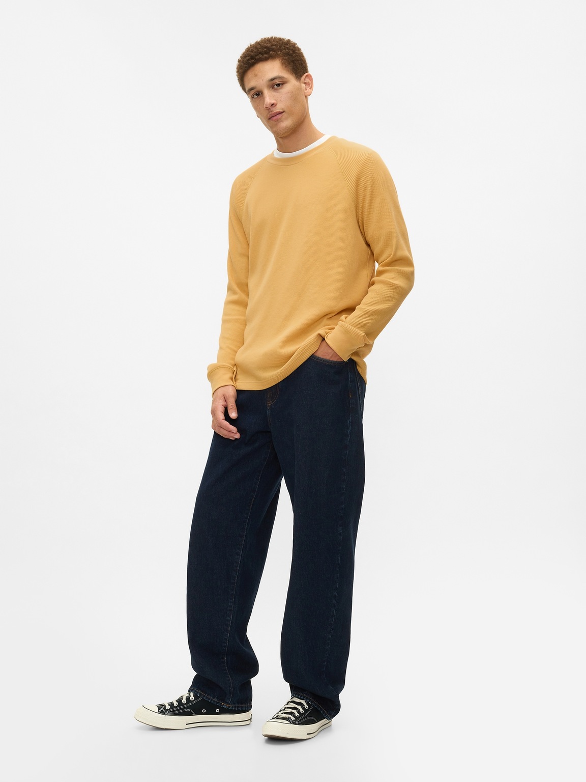 Waffle-Knit Raglan T-Shirt