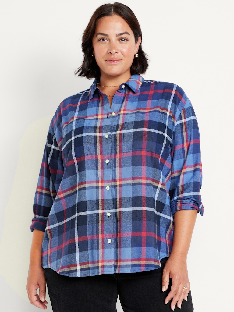 Flannel Boyfriend Button-Down Shirt