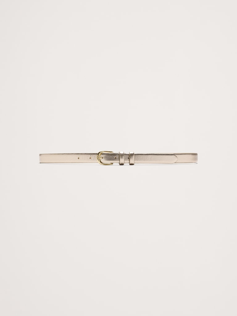 Slim Metallic Leather Belt