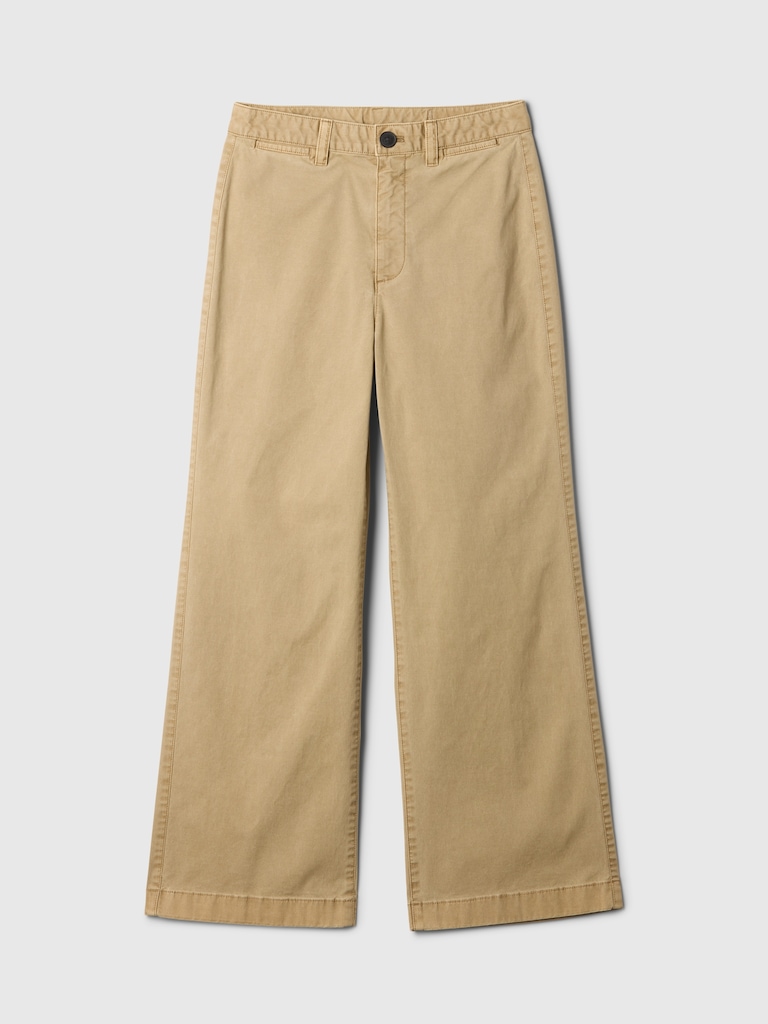 High Rise Stride Wide-Leg Ankle Khakis